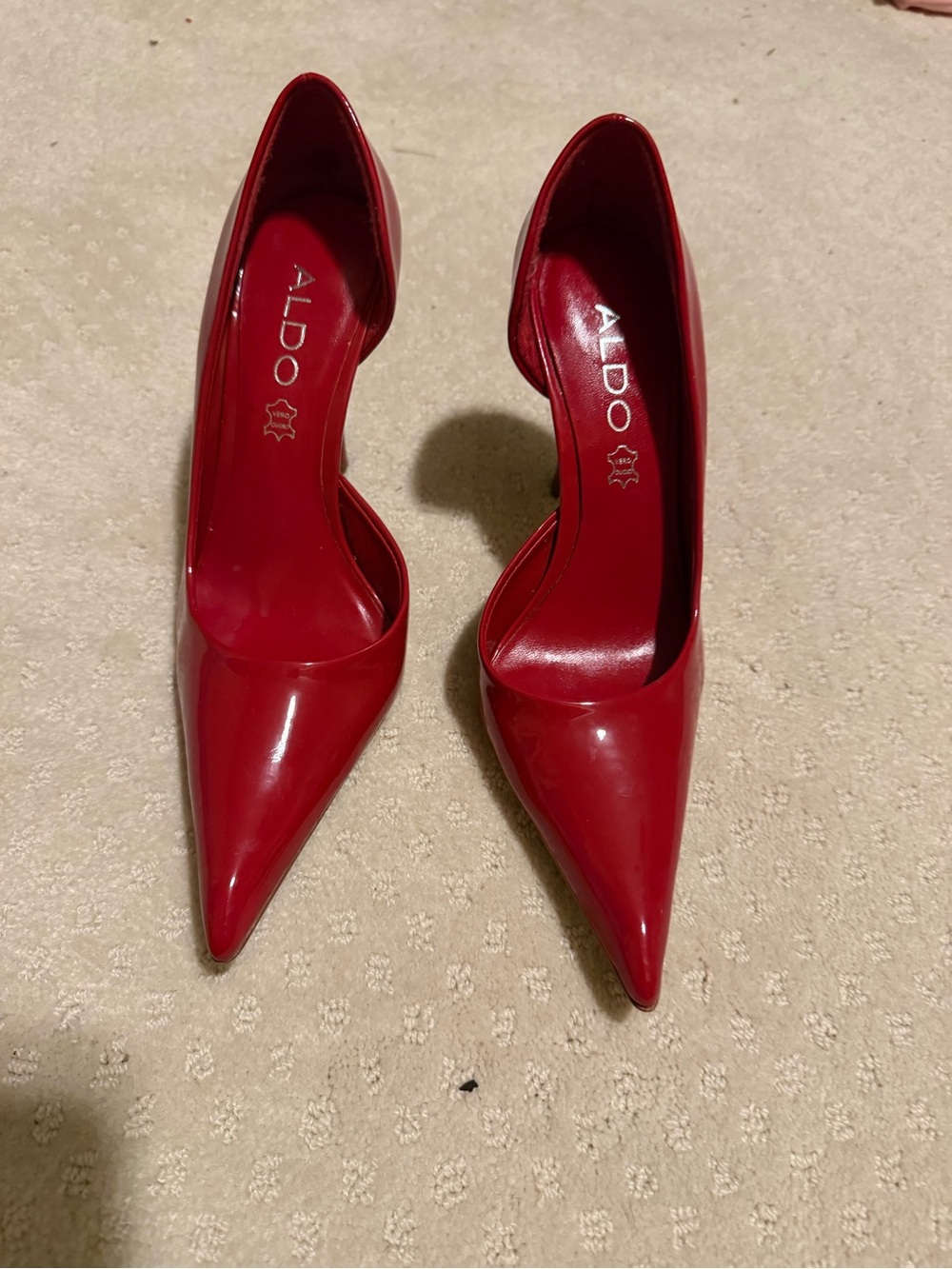 Aldo Red Patent Pointed D'Orsay Pumps